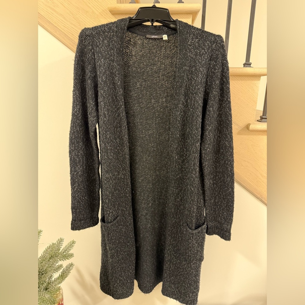 Women's Black Open Front Long Cardigan Sweater